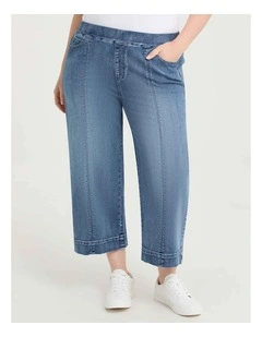 The Wide Leg Crop Jean in Eden Blue Denim