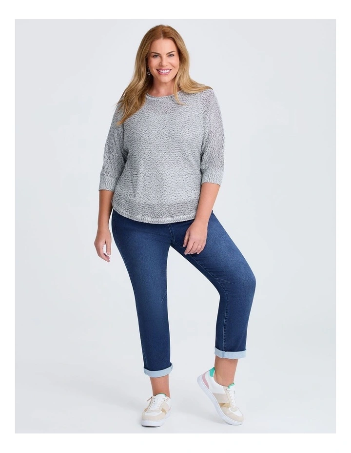 Open Knit 3/4 Sleeve Jumper Black/white image 3