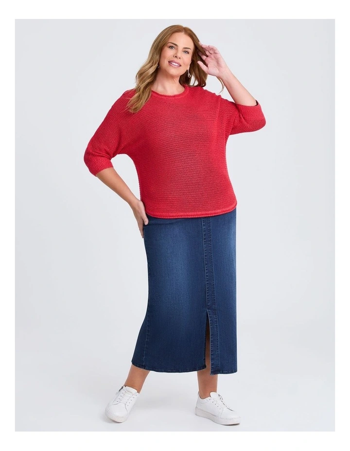 Open Knit 3/4 Sleeve Jumper in Sugar Coral image 3