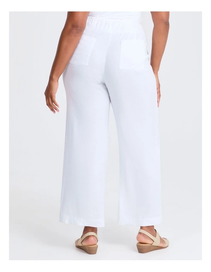 Stretch Linen Bea Wide Leg Pant in White image 2