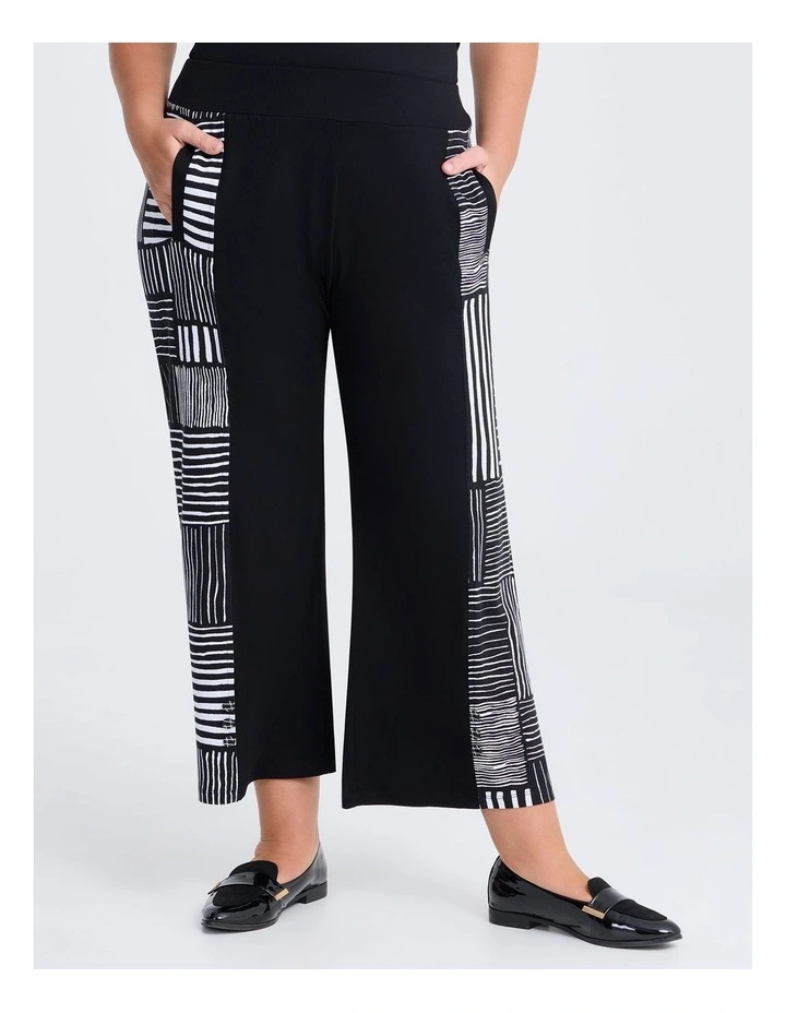 Spliced Stripe Natural Pant in Black image 1