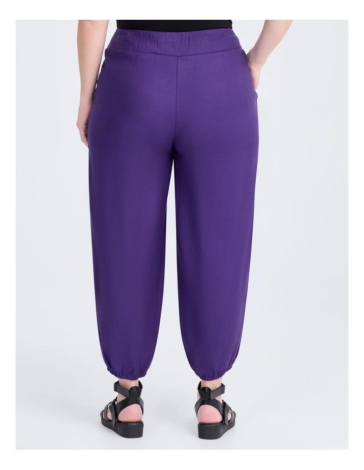 Tuck Front Lantern Linen Crop Pant in Purple Iris image 2