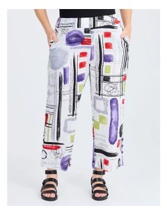Check Linen Bamboo Pant in Multi