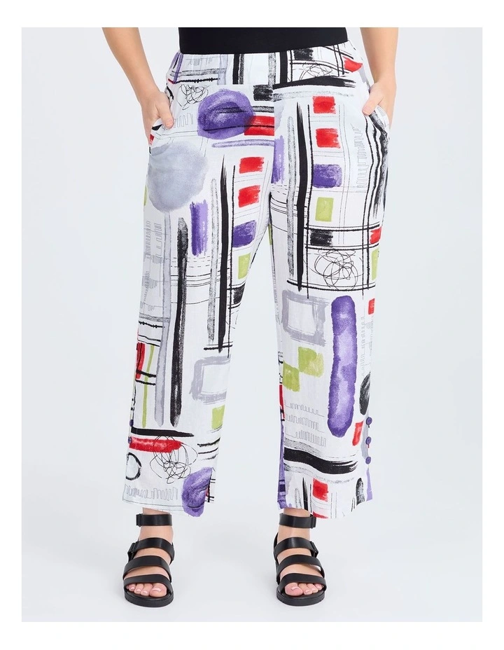 Check Linen Bamboo Pant in Multi image 1