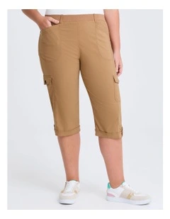 Castaway Rib Cargo Crop Pant Walnut