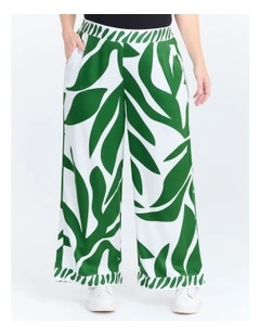 Natural Leaf Print Pant Amazon Green/white