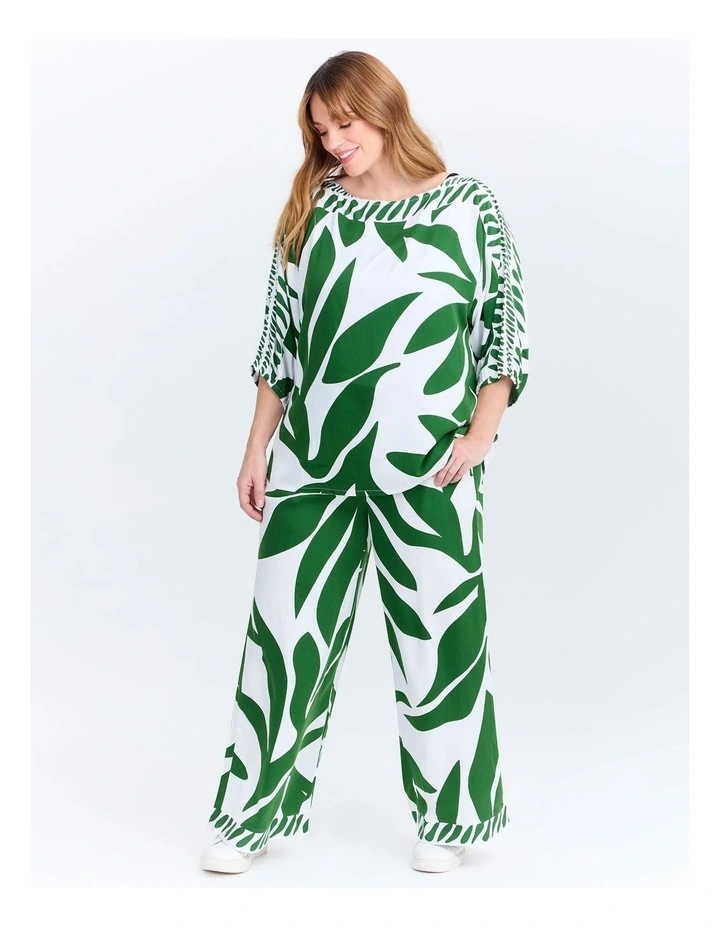 Natural Leaf Print Pant Amazon Green/white image 4