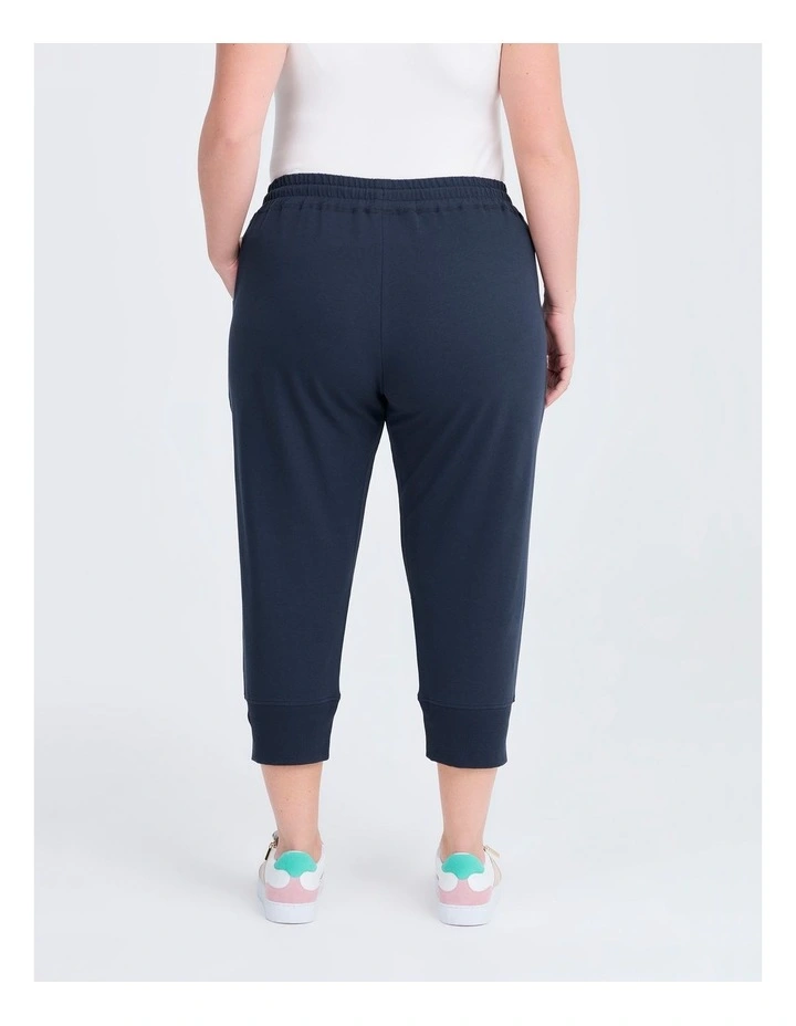 Cotton Rib Cuff Crop Trackpant in Blue Indigo image 2