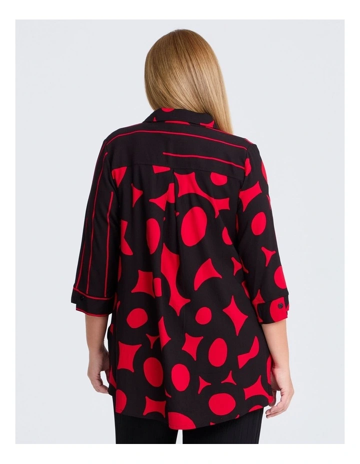 Spliced Natural Shirt in Red Print image 2