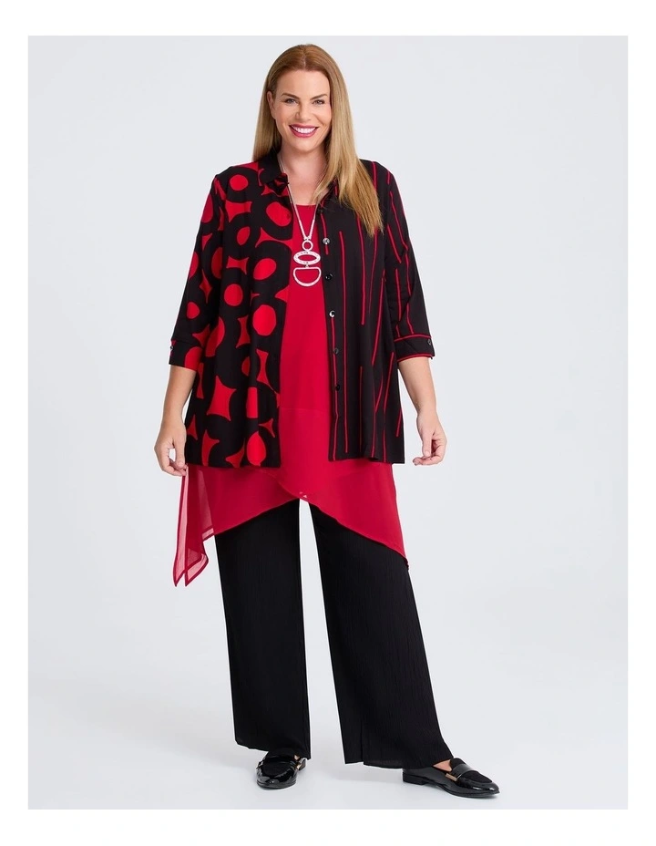 Spliced Natural Shirt in Red Print image 4