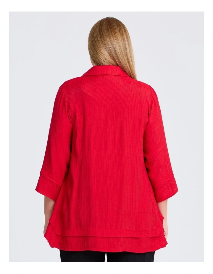 Crinkle Crush Natural Shirt in Ribbon Red image 2