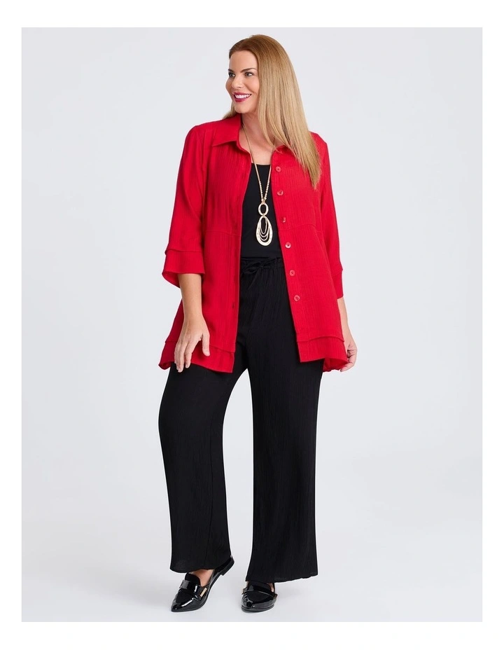 Crinkle Crush Natural Shirt in Ribbon Red image 4
