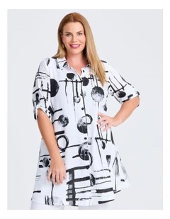 Spot Linen Bamboo Longline Shirt in Multi