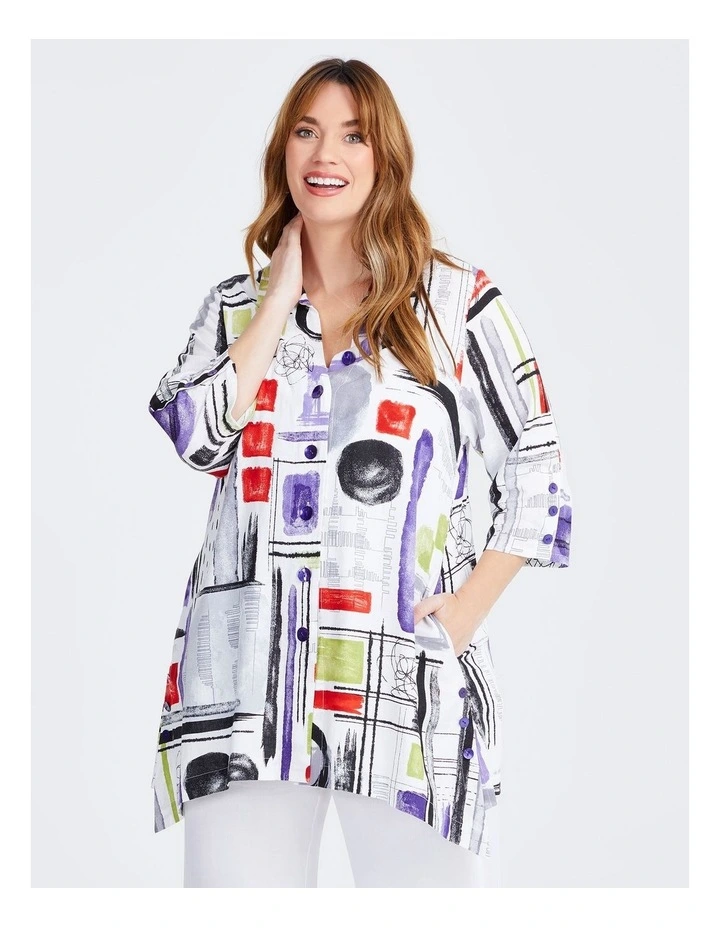Check Linen Bamboo Shirt in Multi image 3