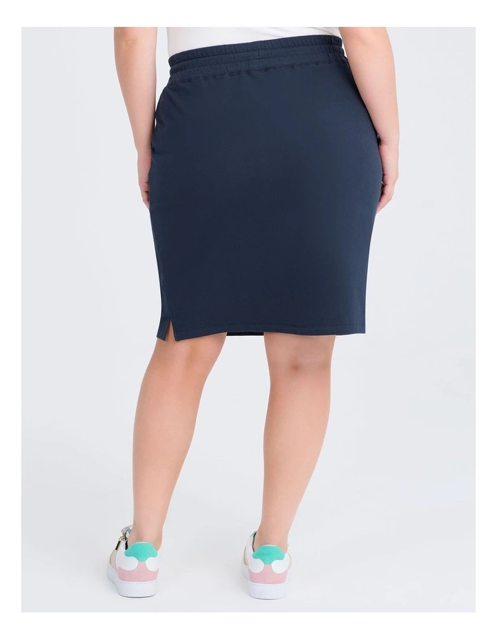 Cotton Travel Knee Length Skirt in Blue Indigo image 2