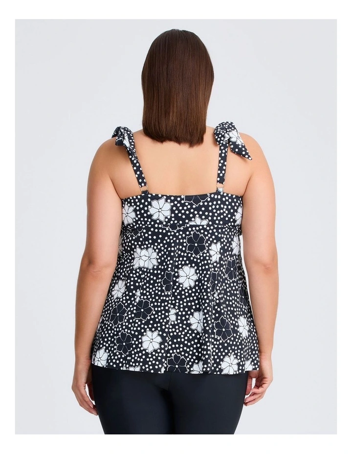 Floral Dot A-line Tie Tankini in Black/vanilla image 2