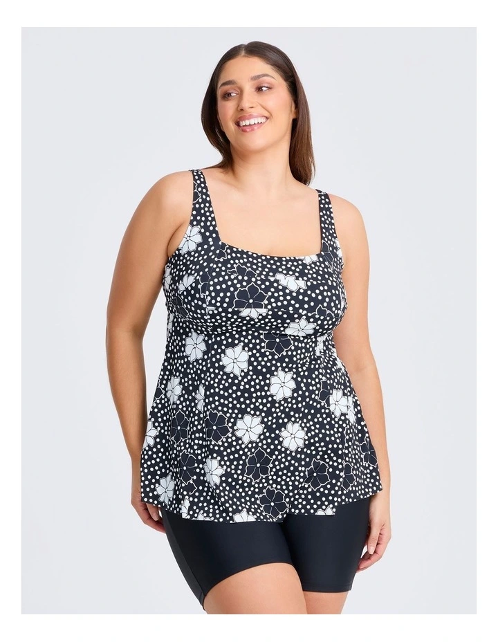 Floral Dot A-line Tie Tankini in Black/vanilla image 3