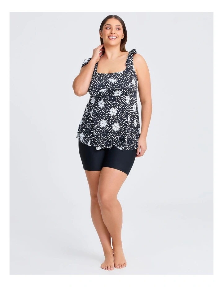 Floral Dot A-line Tie Tankini in Black/vanilla image 4