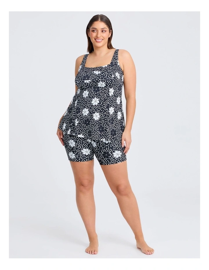 Floral Dot A-line Tie Tankini in Black/vanilla image 5