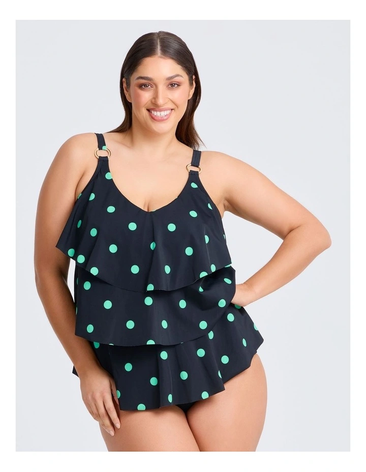 Spot Print Frill Tankini in Multi image 1