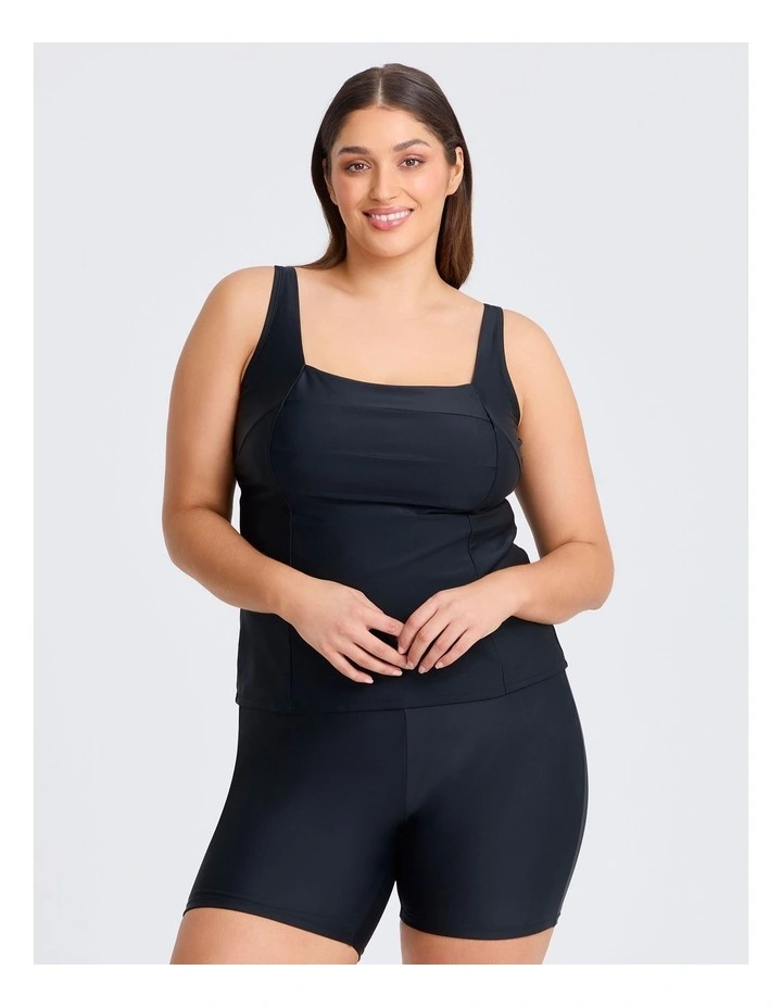 Seam Detail Slim Line Tanikini in Black image 3