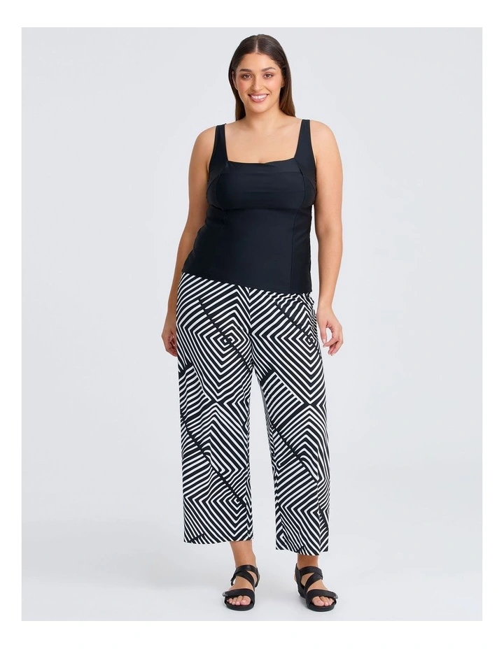 Stripe Swim Pull On Pant in Black/vanilla image 3