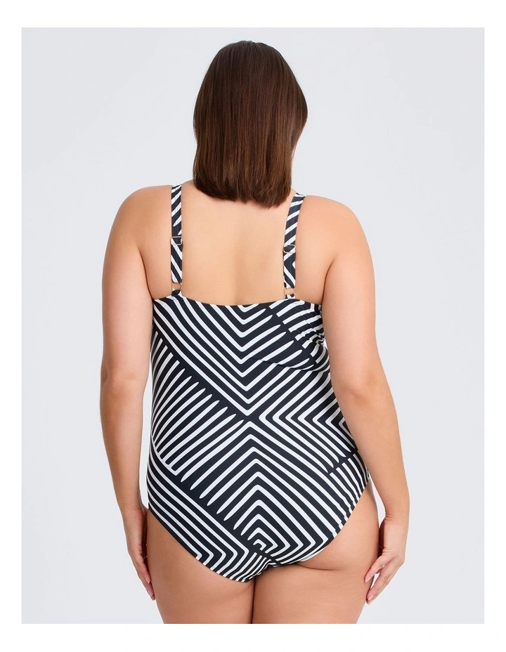 Stripe Ruched One Piece Swimsuit in Multi image 2