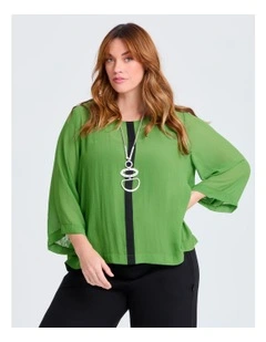 Chiffon Tama Top in Clover Green
