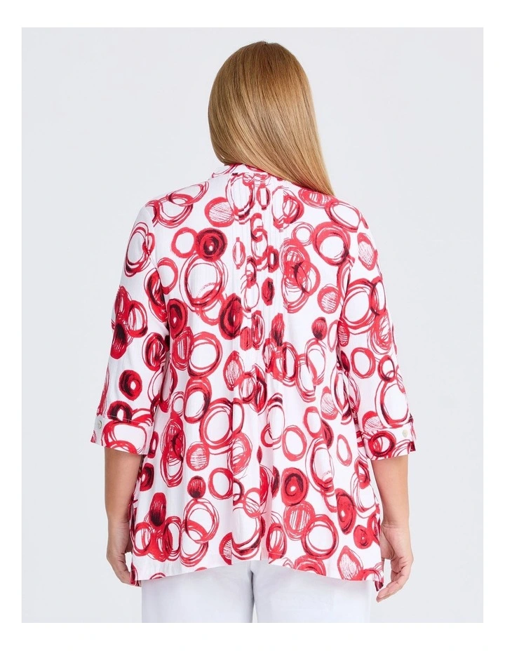 Zoe Zip Neck Pintuck Natural Top in Multi image 2
