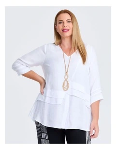 Crinkle Crush Natural Tuck Top in White