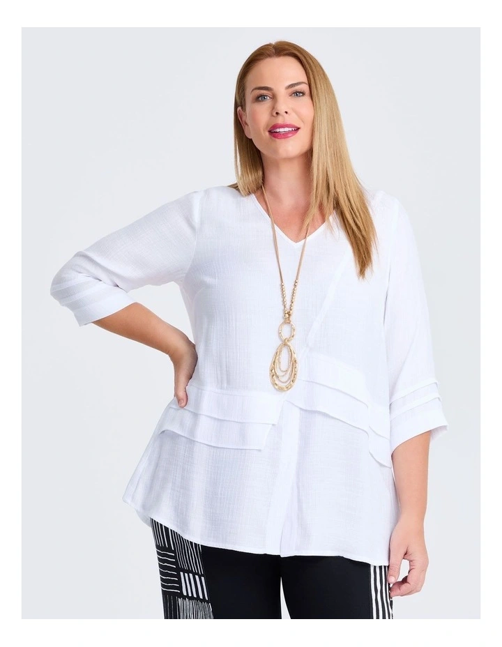 Crinkle Crush Natural Tuck Top in White image 1