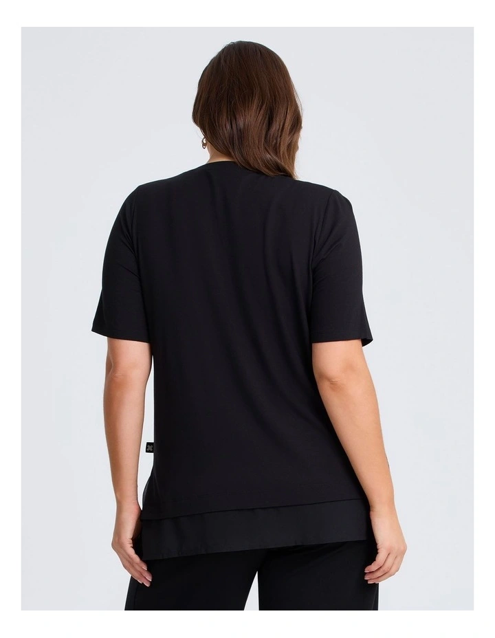 Natural Tres Chic Floral Top in Black image 2