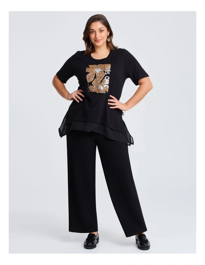 Natural Tres Chic Floral Top in Black image 3