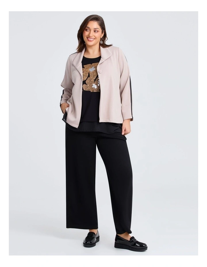 Natural Tres Chic Floral Top in Black image 4
