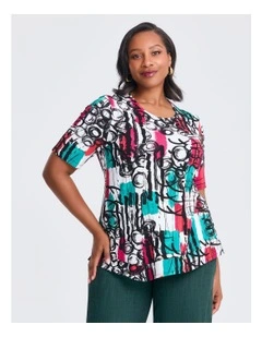 Natural Abstract Tropic Top in Multi