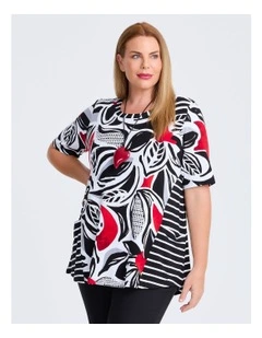 Spliced Cora Natural Top in Print