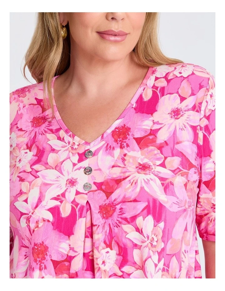 Piia Pleat Front Luna Top in Pink image 3