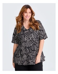 Natural Kiara Abstract Top Print