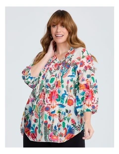 Cotton Folk Floral Top in Multi