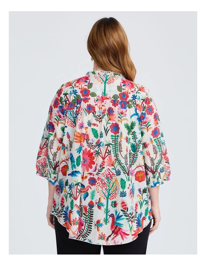 Cotton Folk Floral Top in Multi image 2