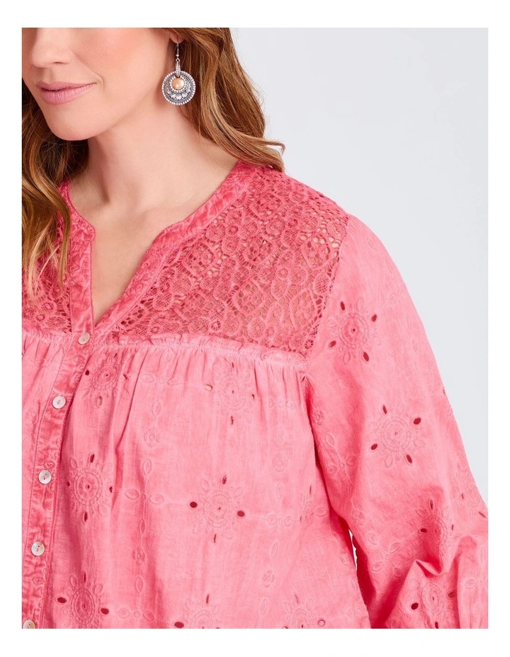Cotton Mix Broderie Top in Sugar Coral image 4