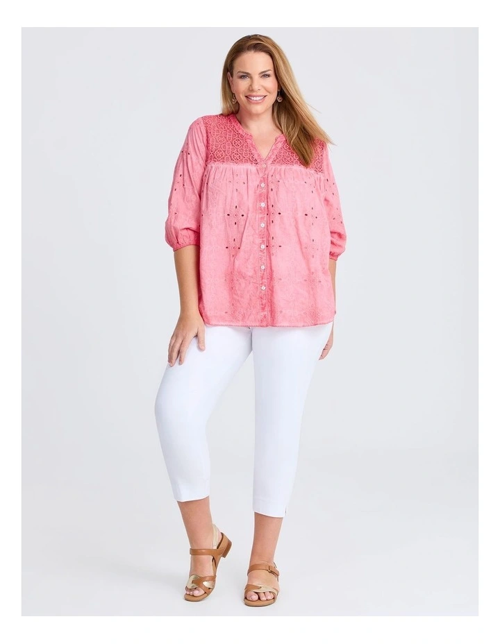 Cotton Mix Broderie Top in Sugar Coral image 5