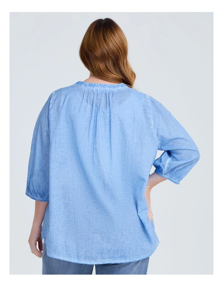 Cotton Spot Embroidery Top in Regatta Blue image 2