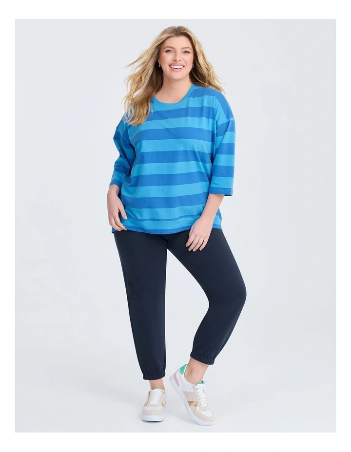 Cotton Tonal Stripe Sweatshirt Ocean Blue/mid Blue image 3
