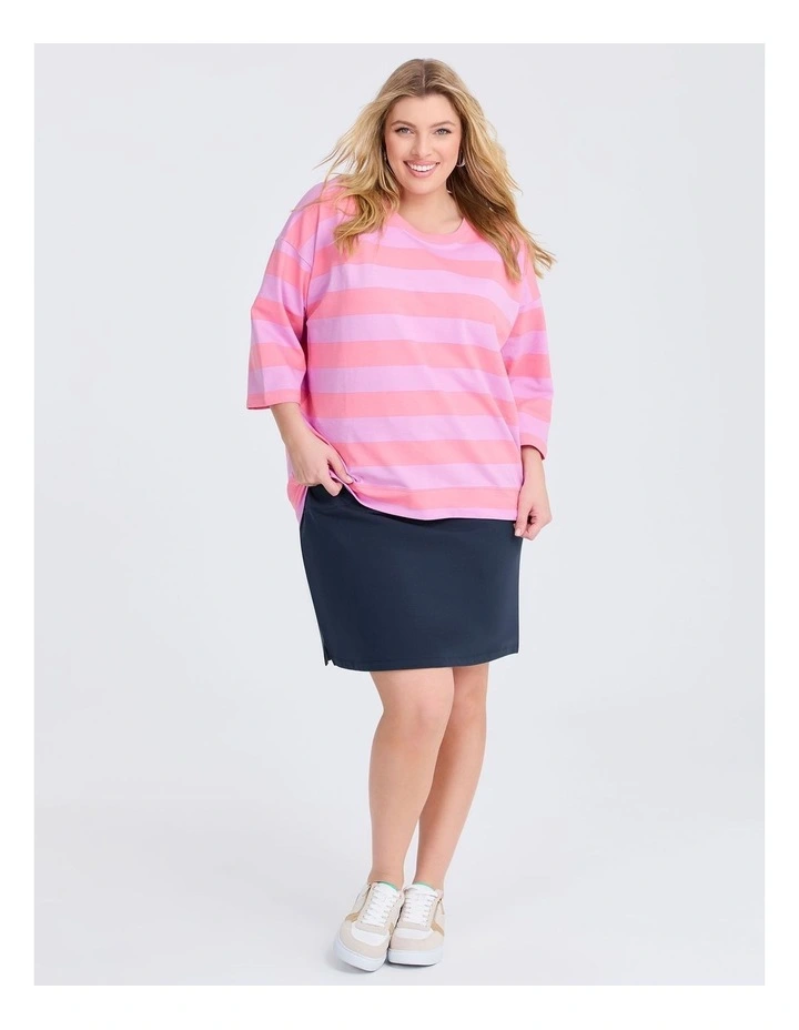 Cotton Tonal Stripe Sweatshirt Washed Camellia/pink image 3