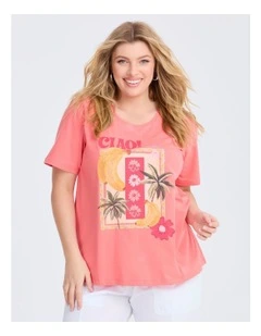 Cotton Ciao Print T-shirt Camellia