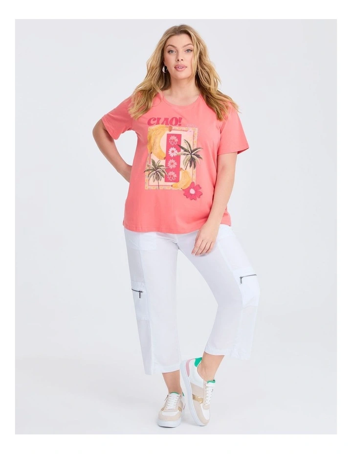 Cotton Ciao Print T-shirt Camellia image 3