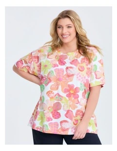 Cotton Watercolour Bloom T-shirt in Print