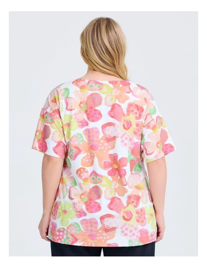 Cotton Watercolour Bloom T-shirt in Print image 2