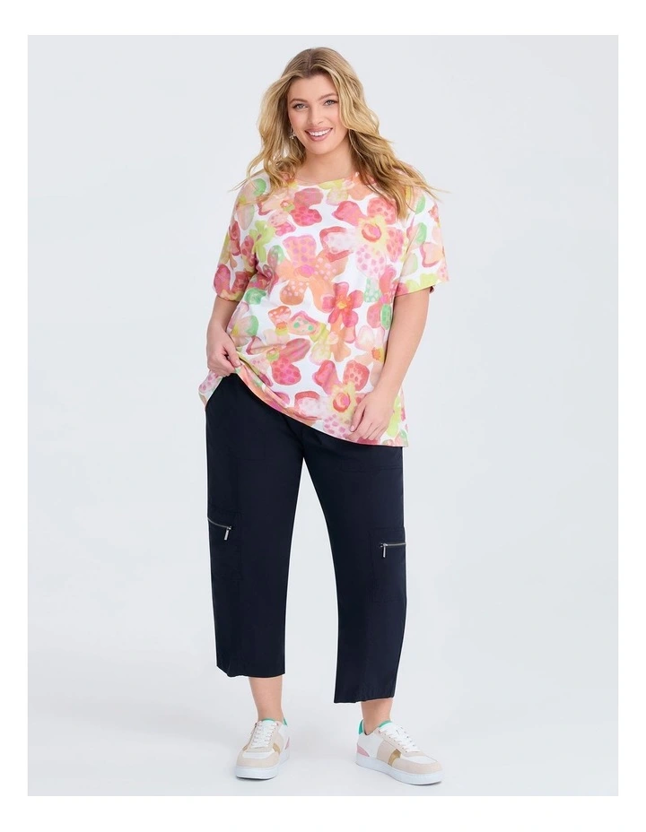 Cotton Watercolour Bloom T-shirt in Print image 3